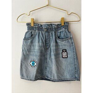Girls Levis Denim Jean Mini Skirt Size 10 Patches Kids Youth